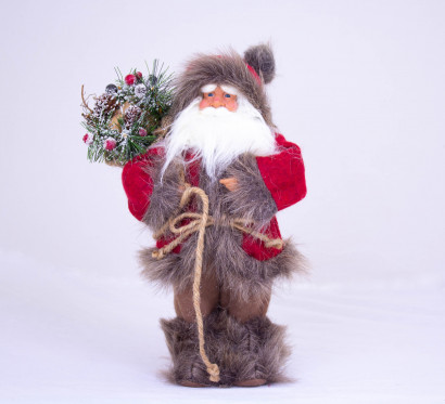 Санта-клаус в красно-сером костюме, h-33 см (C21-121294)