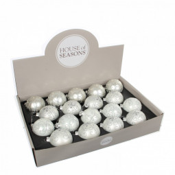 Набор стеклянных шаров с бусинками Роскошный 70 мм, 18 шт., белый, House of Seasons (83108/1)