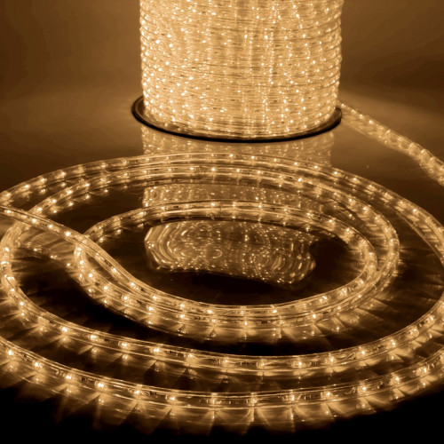  Дюралайт светодиодный 2-х проводной, диаметр 13 мм., 24В, теплые белые LED лампы 36 шт на 1 м., бухта 100 м., статика, Teamprof (TPF-DL-2WH-100-24-WW) в Санкт-Петербурге