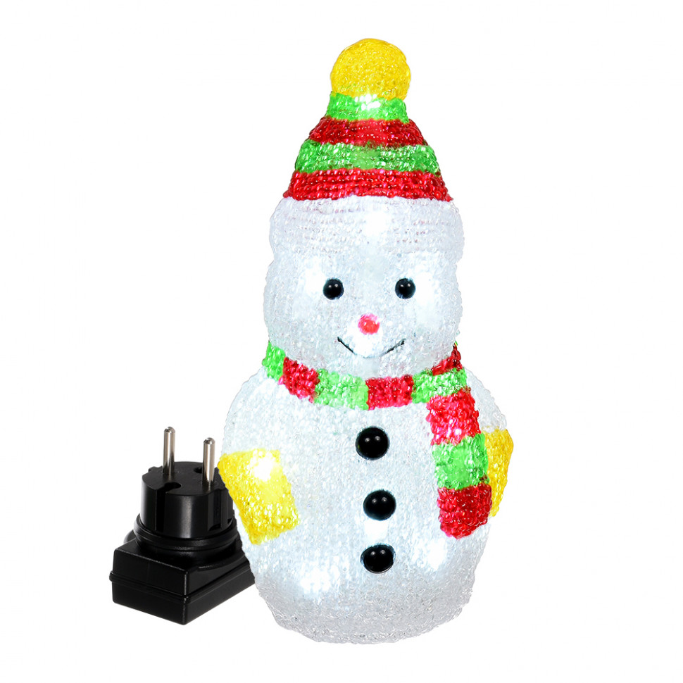 Световая акриловая фигура Снеговик 16 холодных белых ламп, 10.5*20 см., 24В, прозрачный провод, Vegas (55102) в Уфе