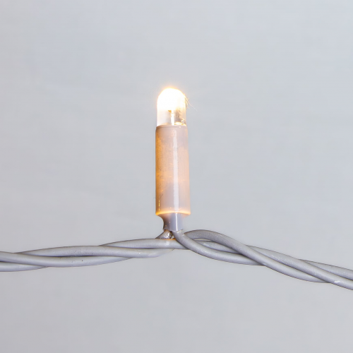 Светодиодная нить 10 м., 24 В, 100 LED, тепло-белая, серый провод каучук, LTC (ECO100-5-1WW)