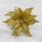 Декоративный цветок Пуансеттия 28 см., золото, на клипсе, Christmas De Luxe (87298)