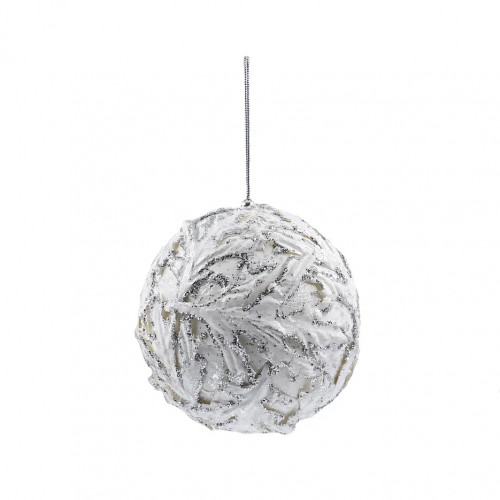 Винтажный шар Дыхание Арктики 13 см., белый с серебром, Christmas DeLuxe (86610)