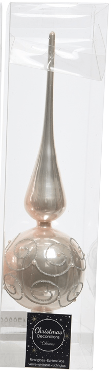 Макушка на елочку Завиток 31 см, розовый, стекло, KAEMINGK (173326/1)