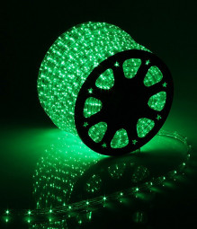Дюралайт всесторонний круглый диаметр 13 мм., 220V, фиксинг, зеленые LED лампы 36 шт на 1 м, Beauty Led (F3-H2-220V-G) 