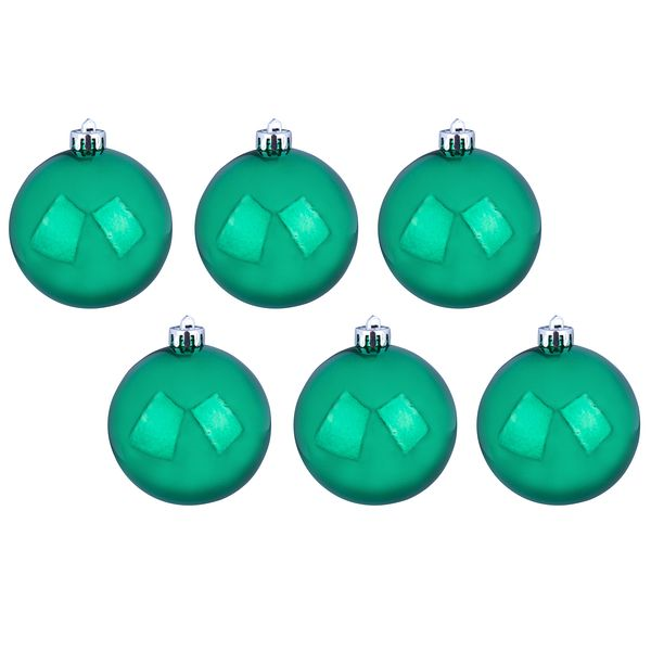 Набор пластиковых шаров 80 мм., зеленый глянец, 6 шт., Snowmen (ЕК0398)