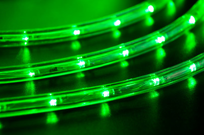 Дюралайт светодиодный 2-х проводной, диаметр 10 мм., 220В, зеленые LED лампы 30 шт на 1 м., бухта 100 м., статика, Teamprof (TPF-DL-2WH-100-10mm-240-G)