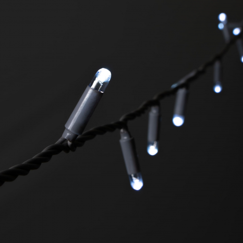 Светодиодная нить 10 м., 24 В, 100 LED, холодный белый, серый провод каучук, LTC (ECO100-5-1W)