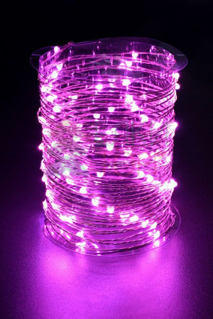 Светодиодная гирлянда нить Роса 10 м., 12V, 100 розовых LED ламп, Beauty Led (Rosa 100-10-P)