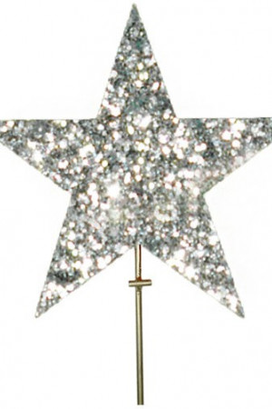 Макушка звезда 30 см., серебро, УКРАШЕНИЕ ДЛЯ ВЫСОТНОЙ ЕЛКИ (MZ-300SILVER)