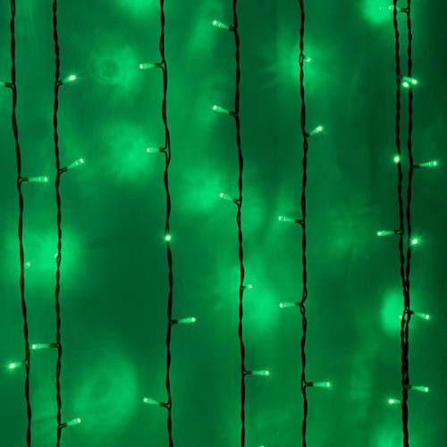 Светодиодный занавес 2*1 м, 220V., 200 зеленых LED ламп, прозрачный ПВХ, Beauty Led (PCL202-10-2G)