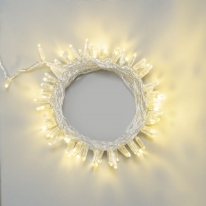 Светодиодная гирлянда 10 м. с колпачком, 100 LED, шампань, 220 В, статика, прозрачный провод ПВХ, IP65, LTC (PST100CAP-10-2CH)