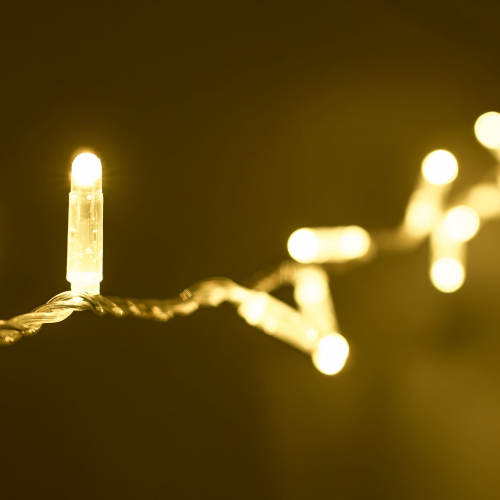 Светодиодная гирлянда 10 м. с колпачком, 100 LED, шампань, 220 В, статика, прозрачный провод ПВХ, IP65, LTC (PST100CAP-10-2CH)