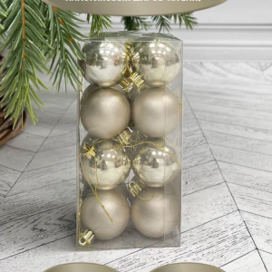 Набор пластиковых шаров Милена 40 мм., шампань, 16 шт, Christmas DeLuxe (87550)