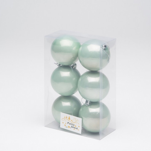 Набор пластиковых шаров Анет 80 мм., мятный перламутр, 6 шт., ЕлкиТорг (150323)