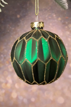 Набор стеклянных украшений Жаклин 80 мм., изумрудный, 9 шт., Christmas DeLuxe (13032)