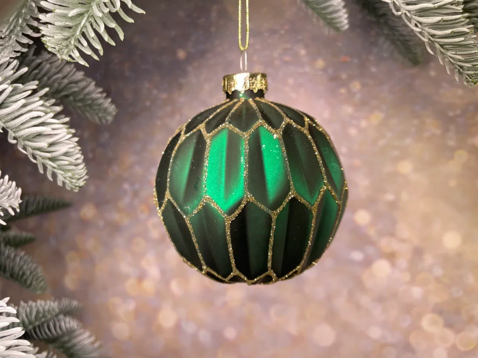 Набор стеклянных украшений Жаклин 80 мм., изумрудный, 9 шт., Christmas DeLuxe (13032)