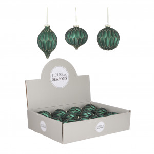 Набор стеклянных украшений Жаклин 80 мм., изумрудный, 9 шт., Christmas DeLuxe (13032)