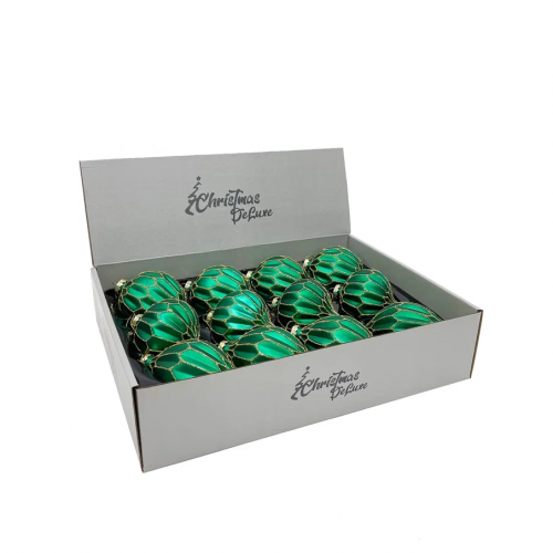 Набор стеклянных украшений Жаклин 80 мм., изумрудный, 9 шт., Christmas DeLuxe (13032) в Санкт-Петербурге
