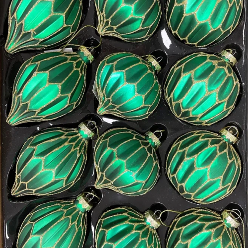 Набор стеклянных украшений Жаклин 80 мм., изумрудный, 9 шт., Christmas DeLuxe (13032) в Санкт-Петербурге