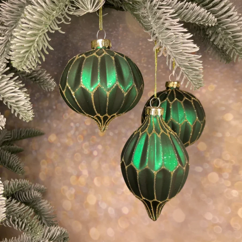 Набор стеклянных украшений Жаклин 80 мм., изумрудный, 9 шт., Christmas DeLuxe (13032) в Санкт-Петербурге