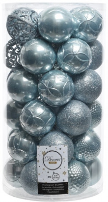 Набор пластиковых шаров Королевский 60 мм, голубой туман, 37 шт, Kaemingk (020814)