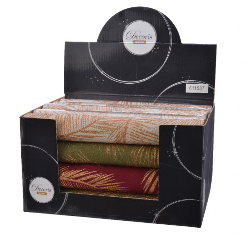 Новогодняя дорожка для стола Лист папоротника 200х35 см., бордо, Kaemingk (611587/1)