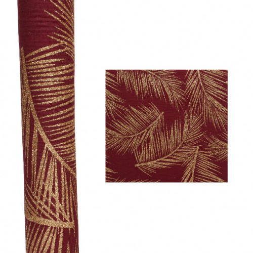 Новогодняя дорожка для стола Лист папоротника 200х35 см., бордо, Kaemingk (611587/1)