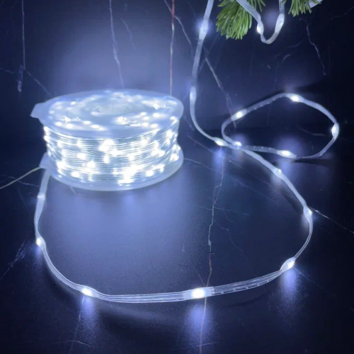 Светодиодная нить Роса 500 холодных ламп, 25 м., плоский провод, прозрачный провод, Luca (89953) в Санкт-Петербурге