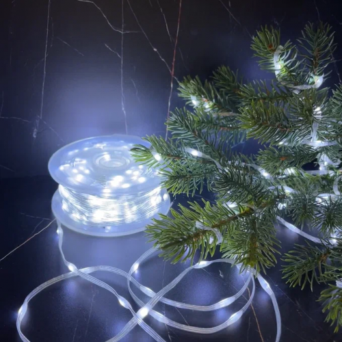 Светодиодная нить Роса 500 холодных ламп, 25 м., плоский провод, прозрачный провод, Luca (89953) в Санкт-Петербурге