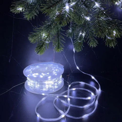 Светодиодная нить Роса 500 холодных ламп, 25 м., плоский провод, прозрачный провод, Luca (89953) в Санкт-Петербурге