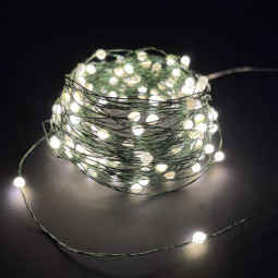 Гирлянда Роса 150 белых ламп, 1500 см., зеленый провод, Luca (84904)