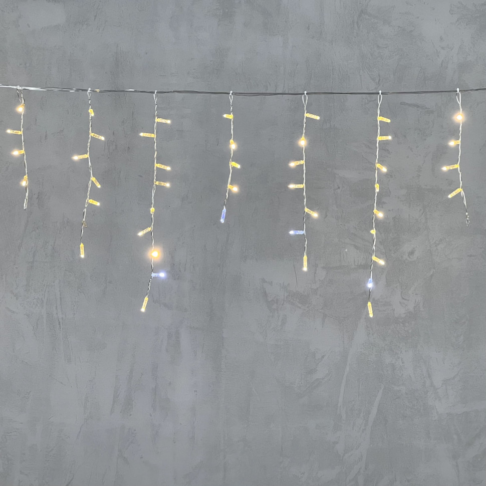 Светодиодная бахрома с колпачком 4,9*0,5 м., 189 теплых белых LED ламп, мерцание, прозрачный провод ПВХ, IP65, Beauty Led (PIL189BLWCAP-10-2WW)