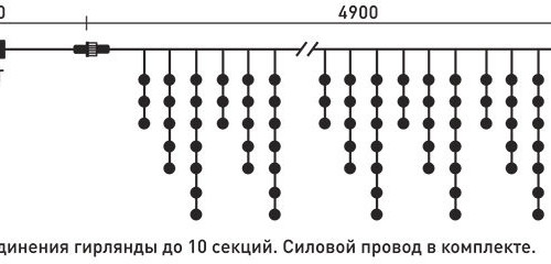 Светодиодная бахрома с колпачком 4,9*0,5 м., 189 теплых белых LED ламп, мерцание, прозрачный провод ПВХ, IP65, Beauty Led (PIL189BLWCAP-10-2WW) в Санкт-Петербурге