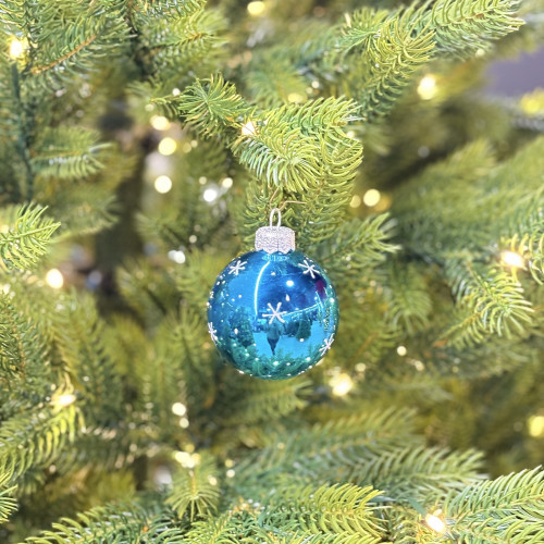 Стеклянный шар Лошадка 60 мм., бирюзовый, стекло, Ёлочка (С29-1/3)
