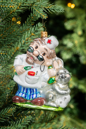 Елочное украшение Доктор Айболит, стекло, 13,5 см., 1 шт., Витус (59327)