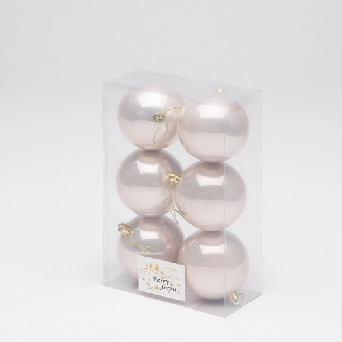 Набор пластиковых шаров Анет 80 мм., жемчужный перламутр, 6 шт., ЕлкиТорг (150324)