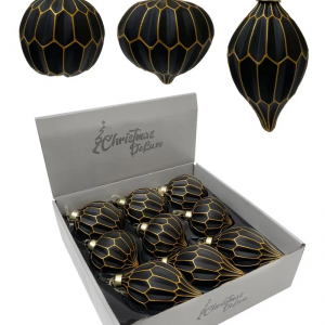 Набор винтажных стеклянных украшений Готика 80 мм., черный-золото, 9 шт., Christmas DeLuxe (13057)