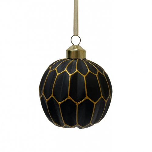 Набор винтажных стеклянных украшений Готика 80 мм., черный-золото, 9 шт., Christmas DeLuxe (13057)