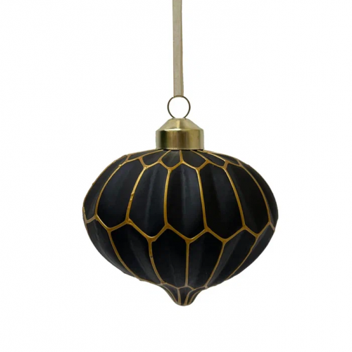 Набор винтажных стеклянных украшений Готика 80 мм., черный-золото, 9 шт., Christmas DeLuxe (13057)