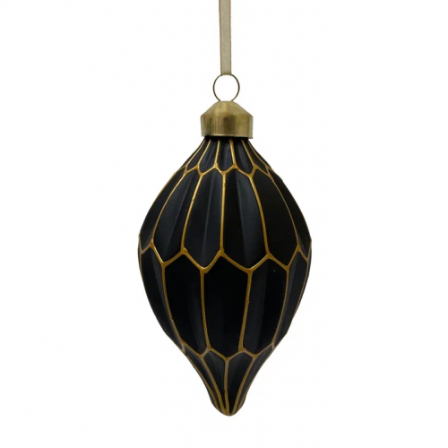 Набор винтажных стеклянных украшений Готика 80 мм., черный-золото, 9 шт., Christmas DeLuxe (13057)