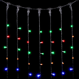 Светодиодный занавес 2*2 м., 400 разноцветных LED ламп, черный провод ПВХ, LTC (PCL402-11-2M)