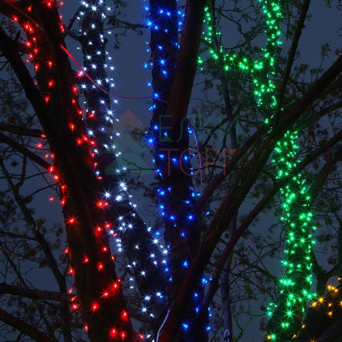 Комплект мерцающих гирлянд на деревья 60 м., 3 луча по 20 м, 24V, 600 холодных белых LED ламп, черный ПВХ, Beauty Led (KDD600BL-11-1W)