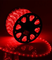 Дюралайт всесторонний круглый диаметр 13 мм., 220V, фиксинг, красные LED лампы 36 шт на 1 м, Beauty Led (F3-H2-220V-R) 