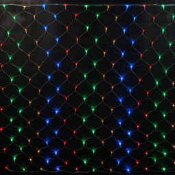 Светодиодная сетка 2*1.5 м., 220V, 192 разноцветные LED лампы, прозрачный провод, Rich LED (RL-N2*1.5-T/M)