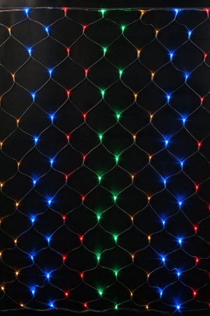 Светодиодная сетка 2*1.5 м., 220V, 192 разноцветные LED лампы, прозрачный провод, Rich LED (RL-N2*1.5-T/M)