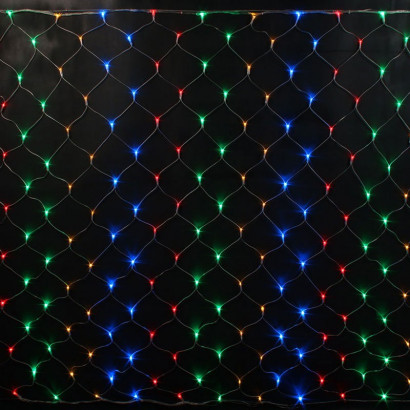 Светодиодная сетка 2*1.5 м., 220V, 192 разноцветные LED лампы, прозрачный провод, Rich LED (RL-N2*1.5-T/M)