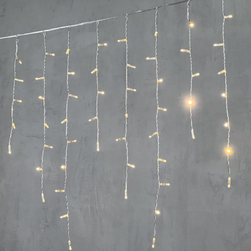 Светодиодная бахрома с колпачком 3,2*0,9 м., 180 теплых белых LED ламп, прозрачный провод ПВХ, IP65, LTC (PIL180CAP-10-2WW)