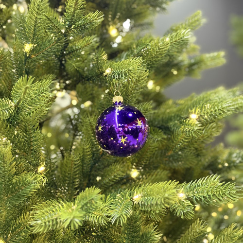 Стеклянный шар Полет 70 мм., фиолетовый, стекло, Ёлочка (С549/1)