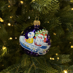 Стеклянный шар Полет 70 мм., фиолетовый, стекло, Ёлочка (С549/1)